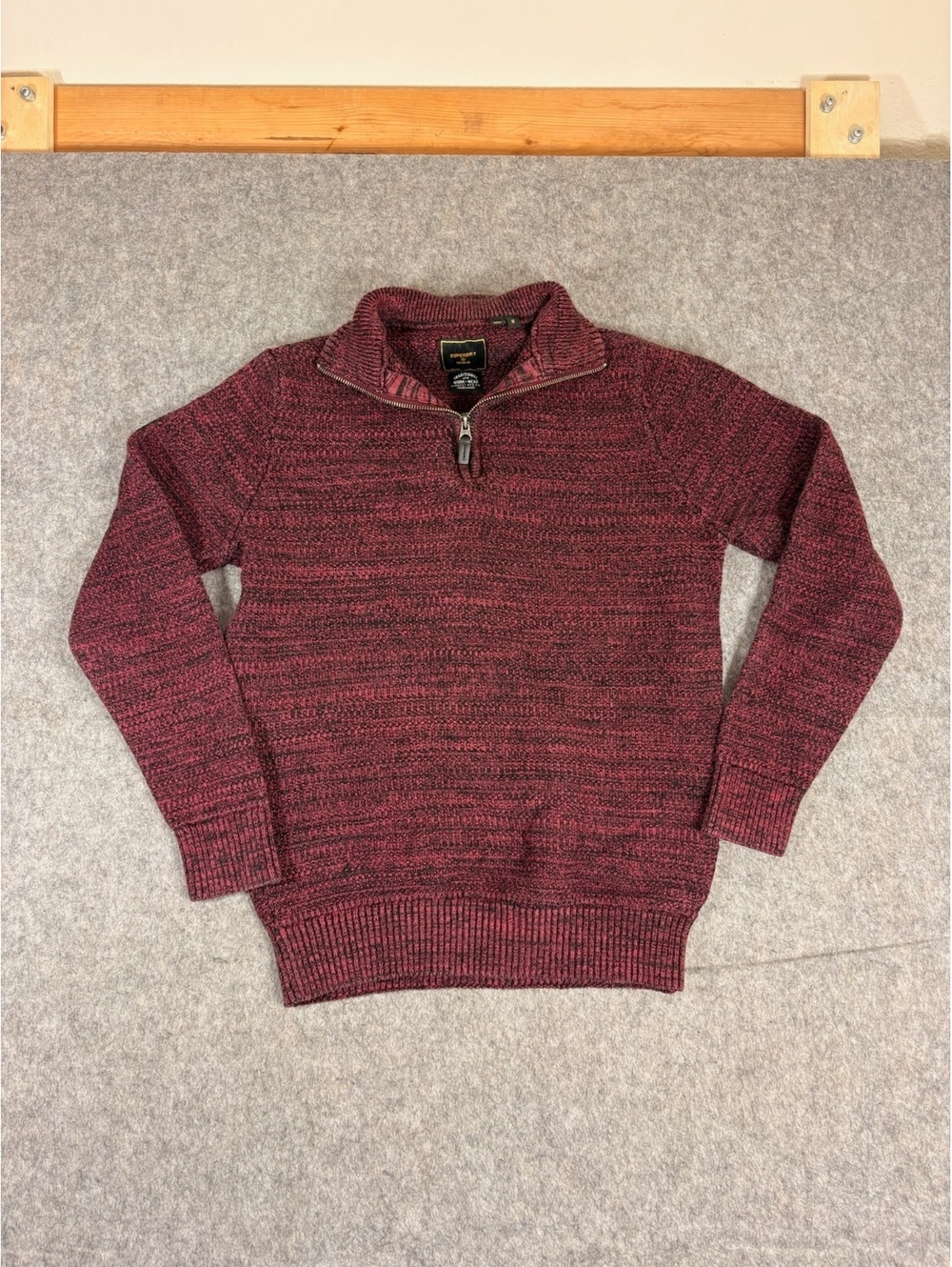 Superdry maroon half-zip sweater Mens Size Medium